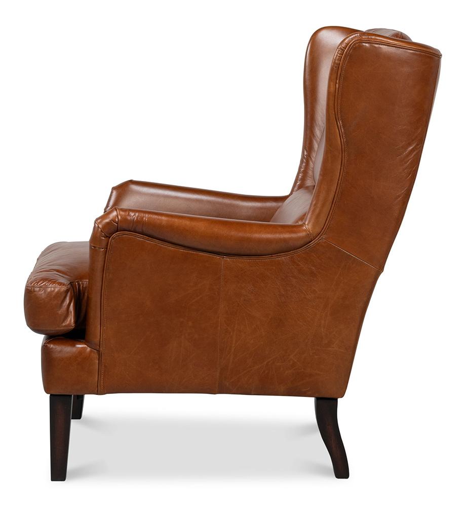 Sarreid Ltd - Elite Wing Lounge Chair, Cuba Brown - 54119 veiw 3