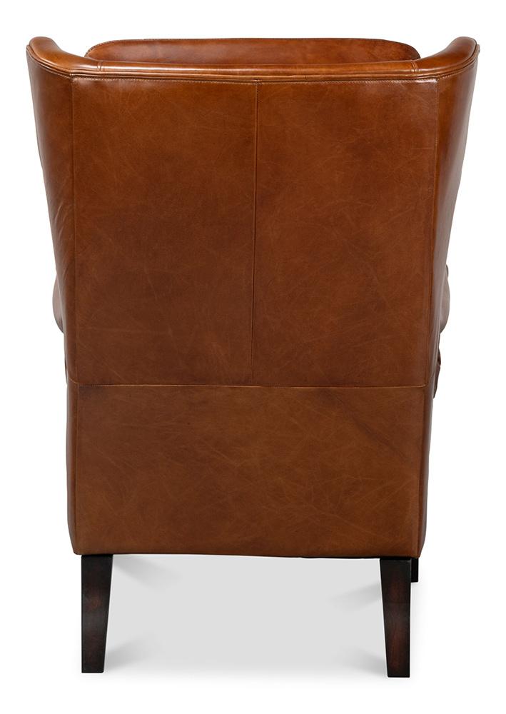 Sarreid Ltd - Elite Wing Lounge Chair, Cuba Brown - 54119 veiw 4