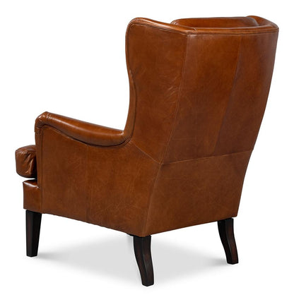 Sarreid Ltd - Elite Wing Lounge Chair, Cuba Brown - 54119 veiw 5