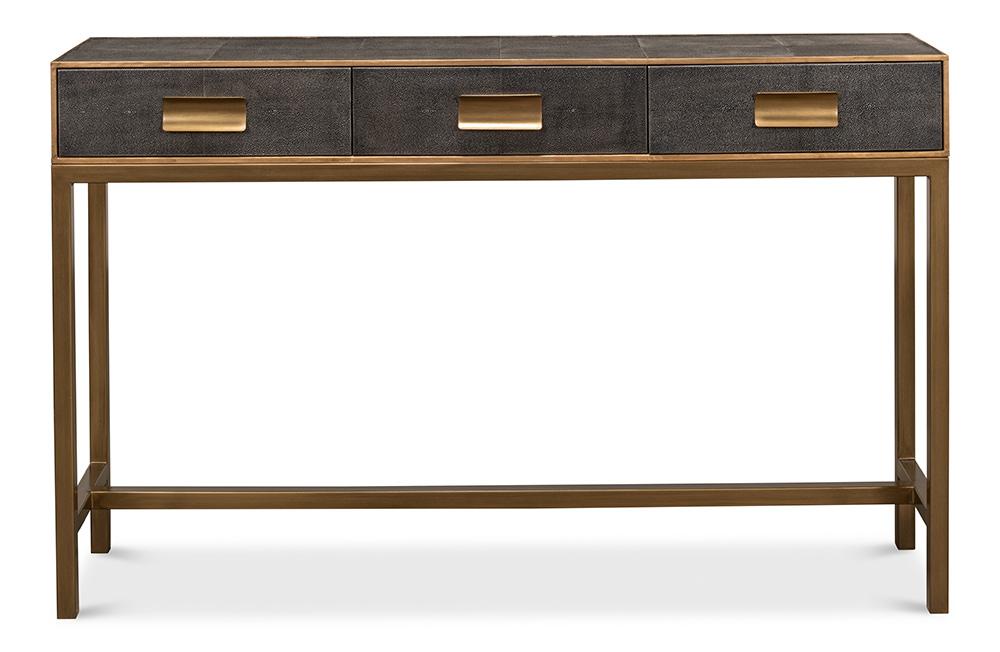 Sarreid Ltd - Gideon Shagreen Console Table, Ant.Grey - 53553-1 veiw 2