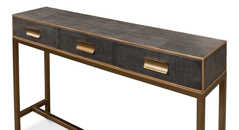 Sarreid Ltd - Gideon Shagreen Console Table, Ant.Grey - 53553-1 veiw 4