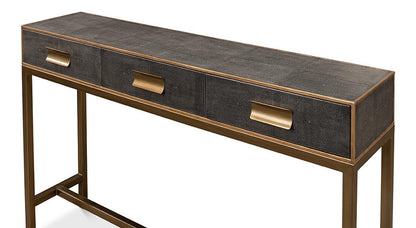 Sarreid Ltd - Gideon Shagreen Console Table, Ant.Grey - 53553-1 veiw 4