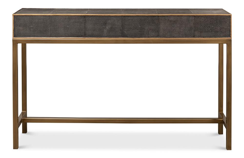 Sarreid Ltd - Gideon Shagreen Console Table, Ant.Grey - 53553-1 veiw 7
