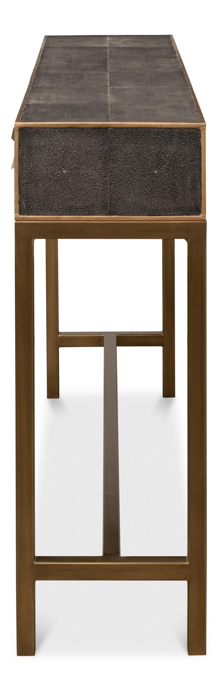 Sarreid Ltd - Gideon Shagreen Console Table, Ant.Grey - 53553-1 veiw 8