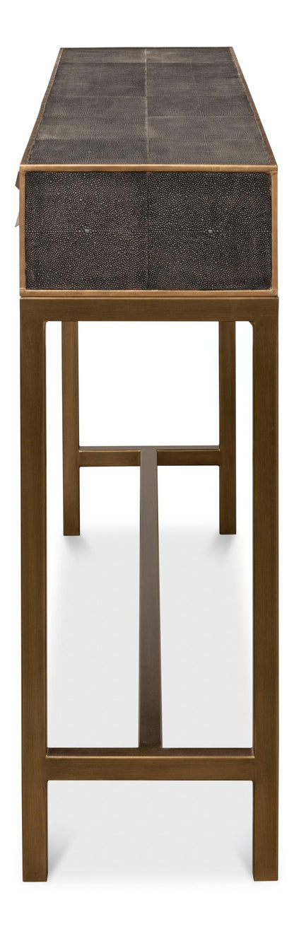 Sarreid Ltd - Gideon Shagreen Console Table, Ant.Grey - 53553-1 veiw 8