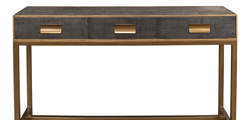 Sarreid Ltd - Gideon Shagreen Console Table, Ant.Grey - 53553-1 veiw 9