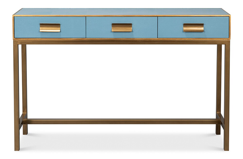 Sarreid Ltd - Gideon Shagreen Console, Chambray Blue - 54005-4 veiw 2