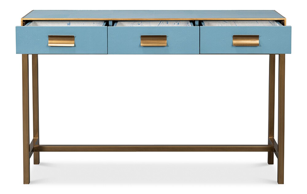 Sarreid Ltd - Gideon Shagreen Console, Chambray Blue - 54005-4 veiw 3