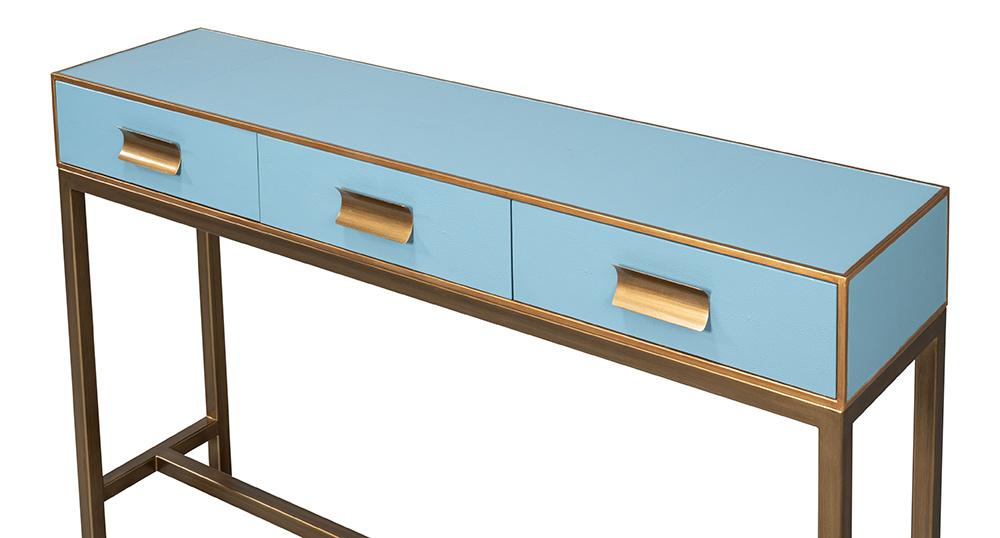 Sarreid Ltd - Gideon Shagreen Console, Chambray Blue - 54005-4 veiw 4