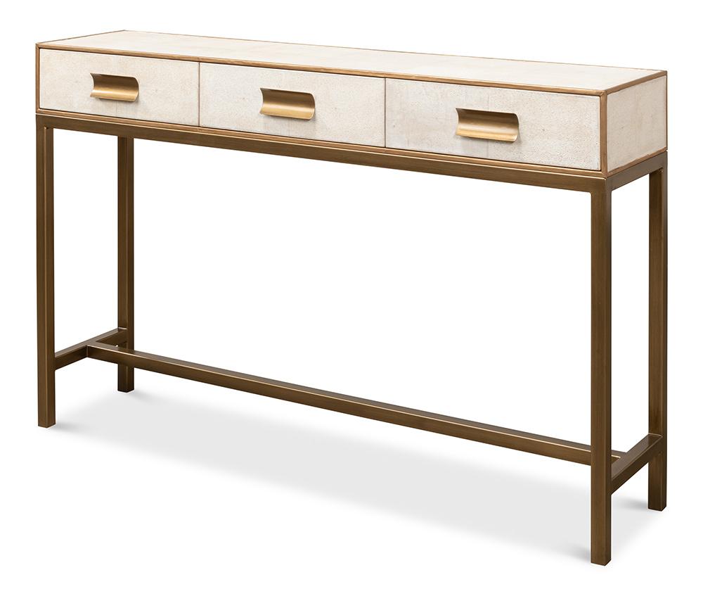 Sarreid Ltd - Gideon Shagreen Console, Osprey White - 53553-4 veiw 1