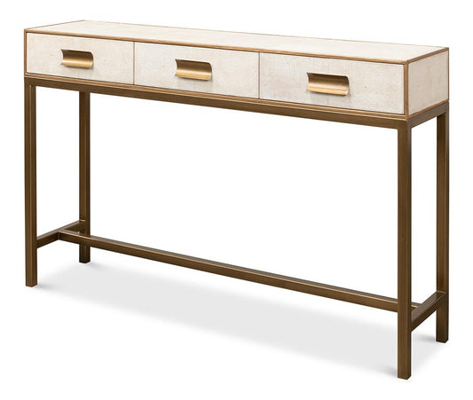 Sarreid Ltd - Gideon Shagreen Console, Osprey White - 53553-4 veiw 1