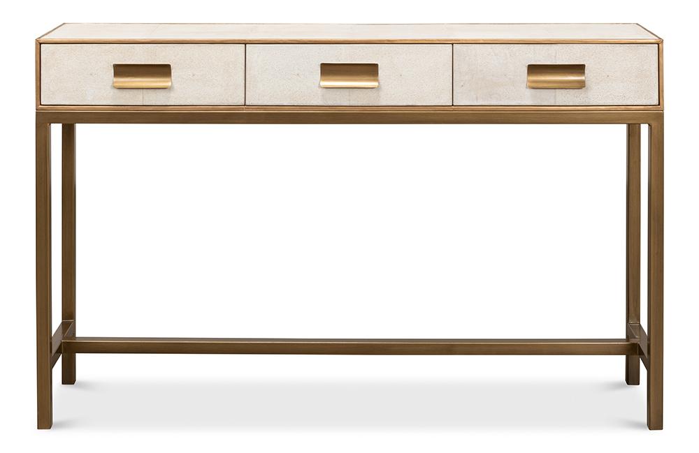 Sarreid Ltd - Gideon Shagreen Console, Osprey White - 53553-4 veiw 2
