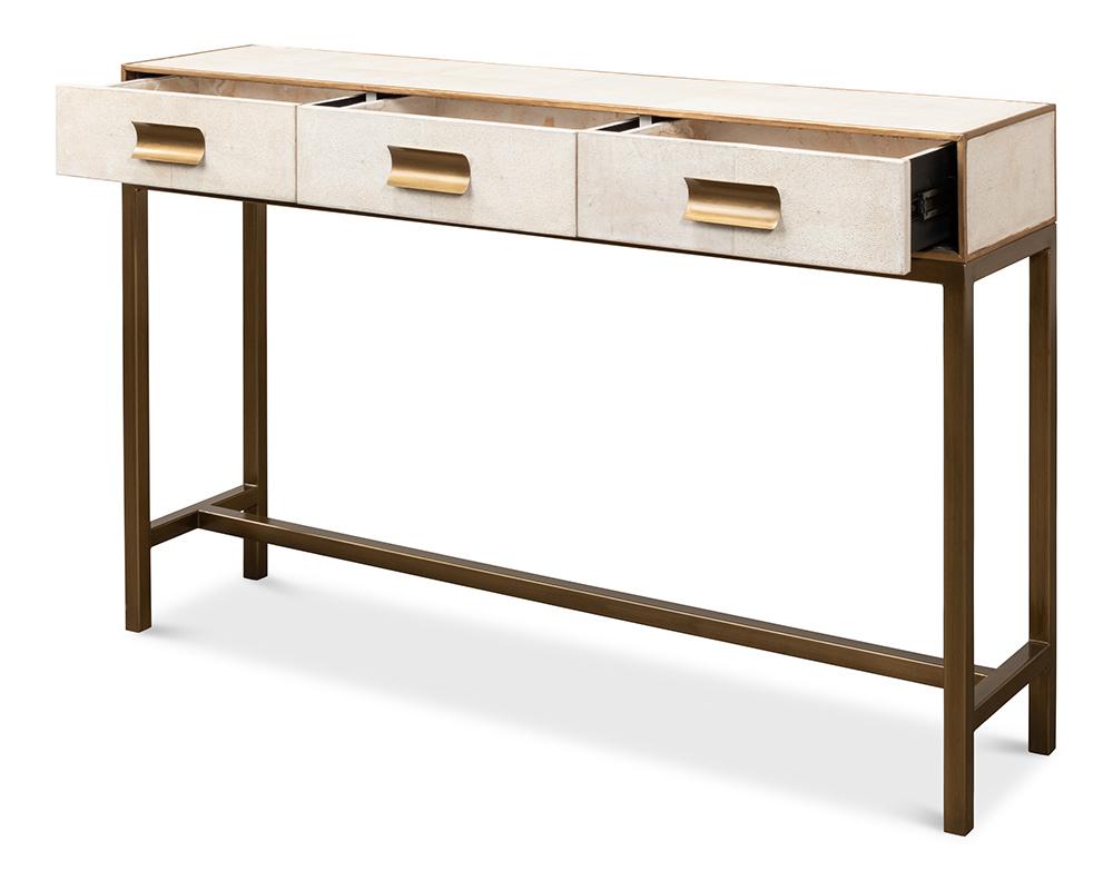 Sarreid Ltd - Gideon Shagreen Console, Osprey White - 53553-4 veiw 3