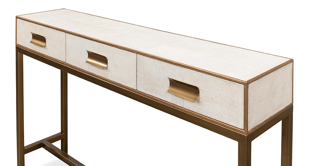 Sarreid Ltd - Gideon Shagreen Console, Osprey White - 53553-4 veiw 4