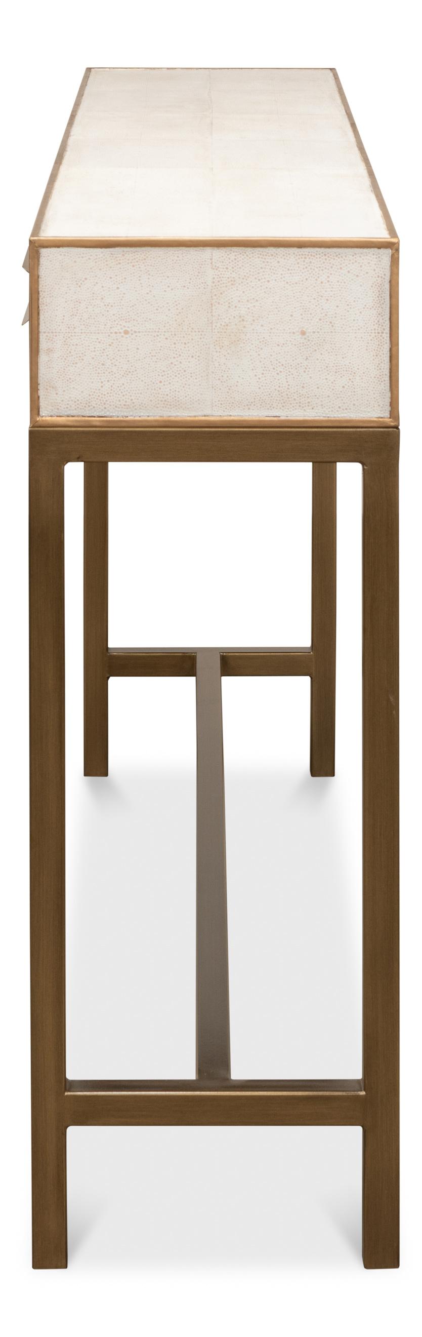 Sarreid Ltd - Gideon Shagreen Console, Osprey White - 53553-4 veiw 8