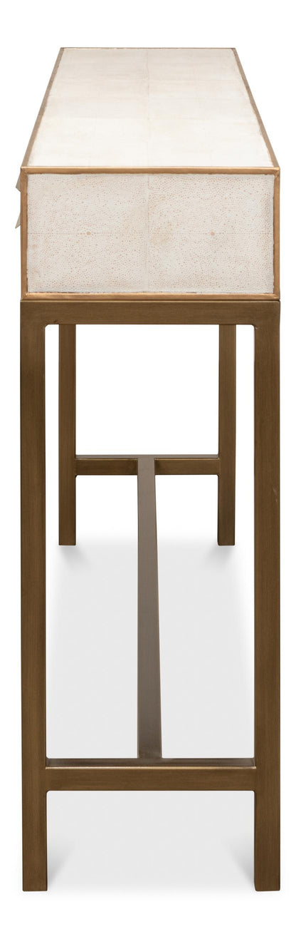 Sarreid Ltd - Gideon Shagreen Console, Osprey White - 53553-4 veiw 8