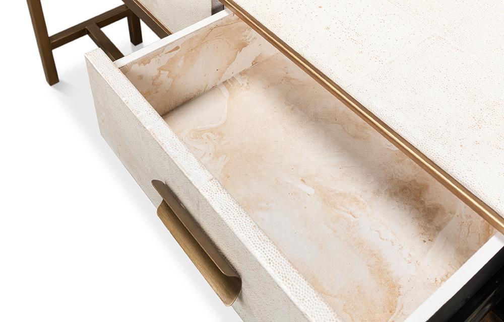 Sarreid Ltd - Gideon Shagreen Console, Osprey White - 53553-4 veiw 11