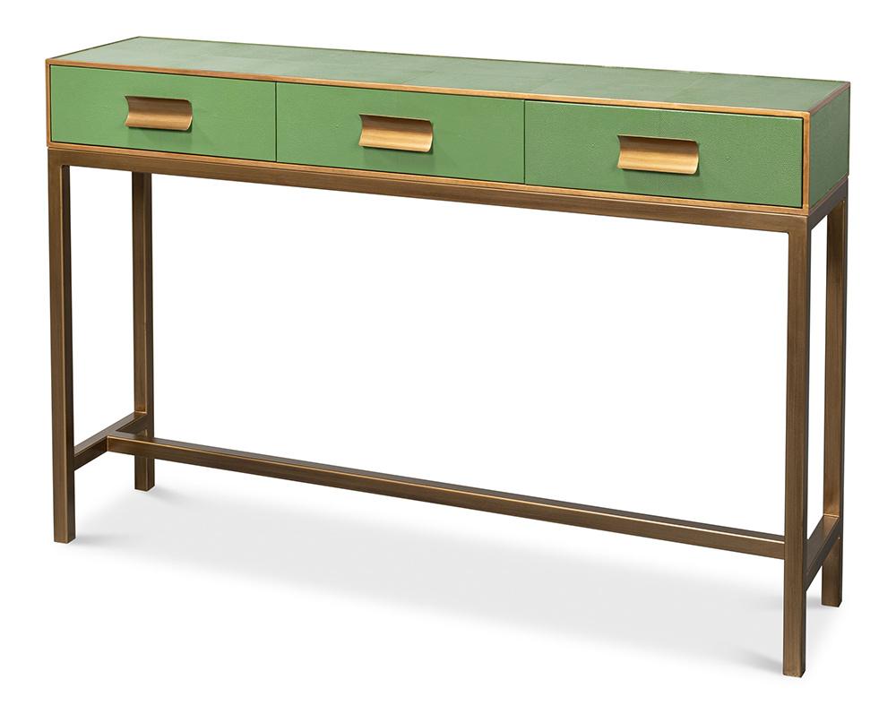 Sarreid Ltd - Gideon Shagreen Console, Watercress - 54005-3 veiw 1