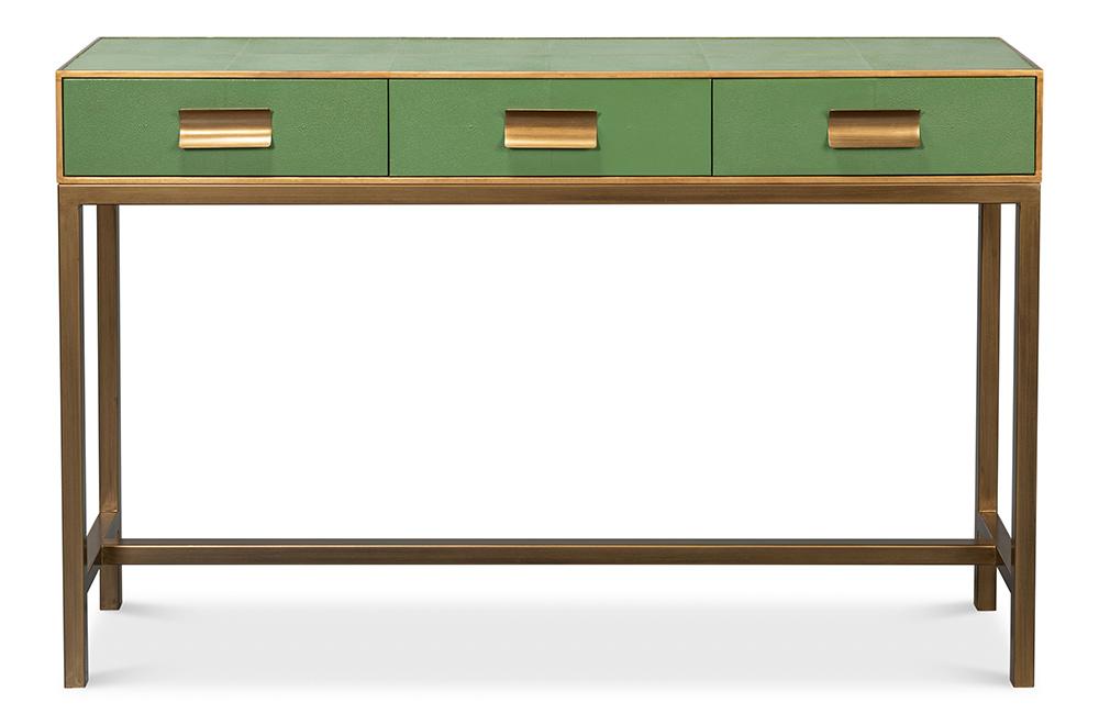 Sarreid Ltd - Gideon Shagreen Console, Watercress - 54005-3 veiw 2