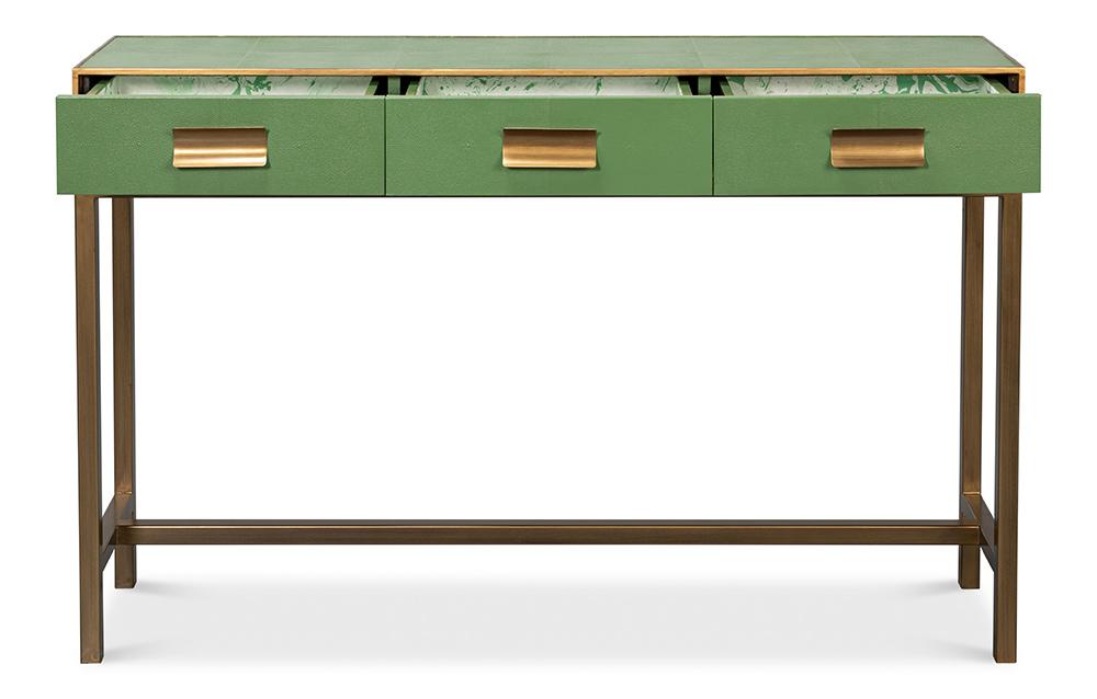 Sarreid Ltd - Gideon Shagreen Console, Watercress - 54005-3 veiw 3