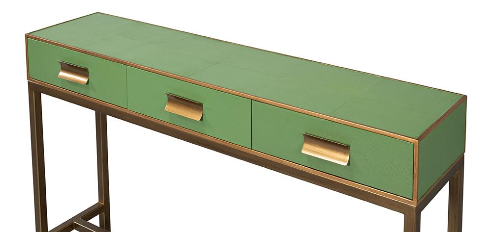 Sarreid Ltd - Gideon Shagreen Console, Watercress - 54005-3 veiw 4