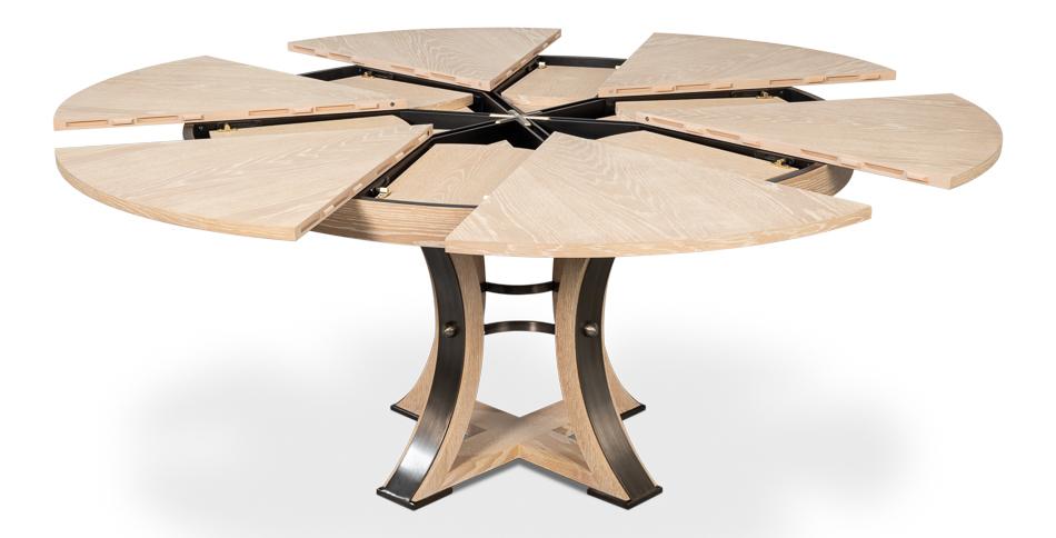 Sarreid Ltd - Tower Jupe Dining Table,Med,Bleached Oak - 54220-BO veiw 4