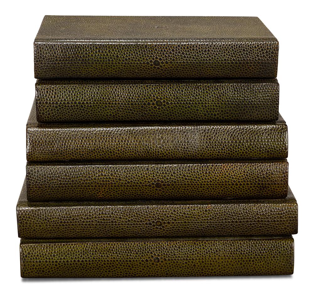 Sarreid Ltd - Shagreen Books, Set Of 12, Leaf - 54077-3 veiw 2