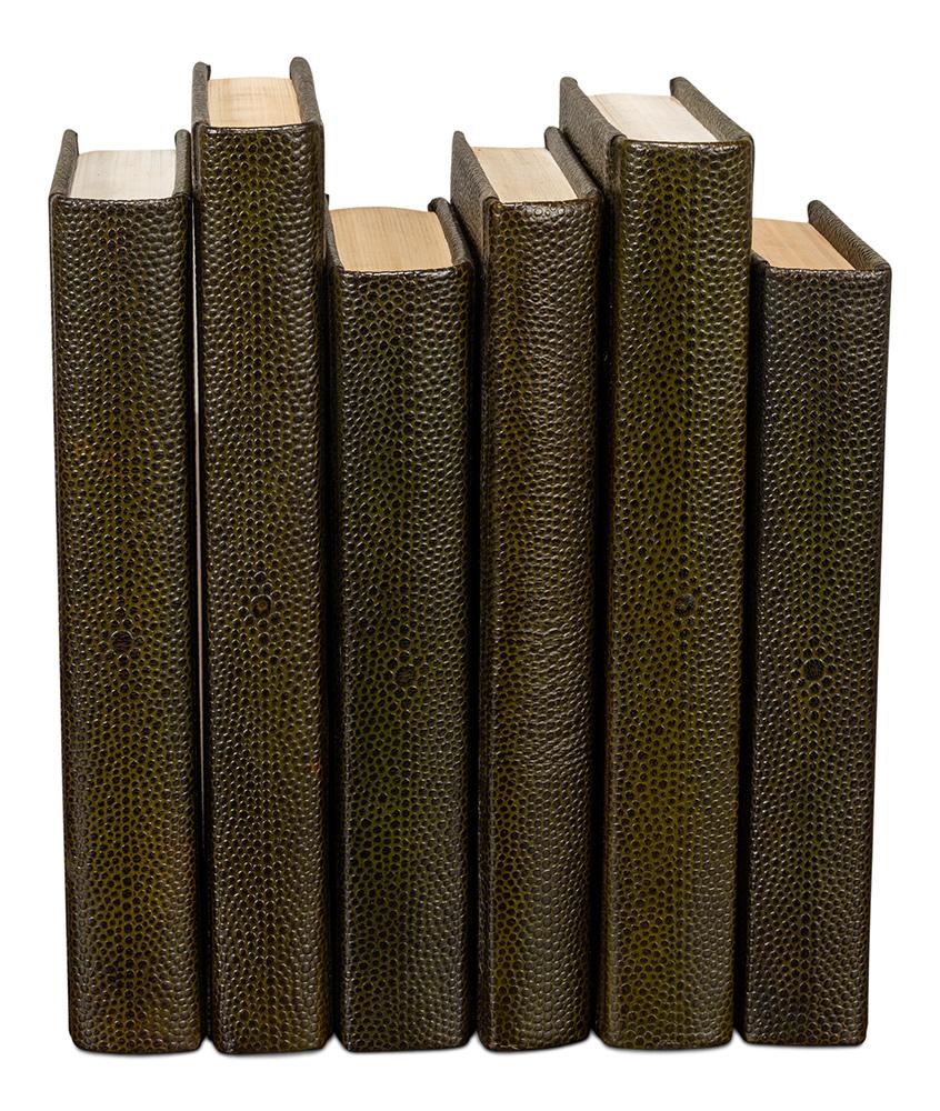 Sarreid Ltd - Shagreen Books, Set Of 12, Leaf - 54077-3 veiw 4