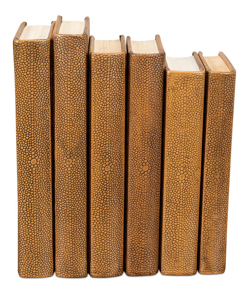 Sarreid Ltd - Shagreen Books, Set Of 12, Tawny Brown - 54077-5 veiw 3