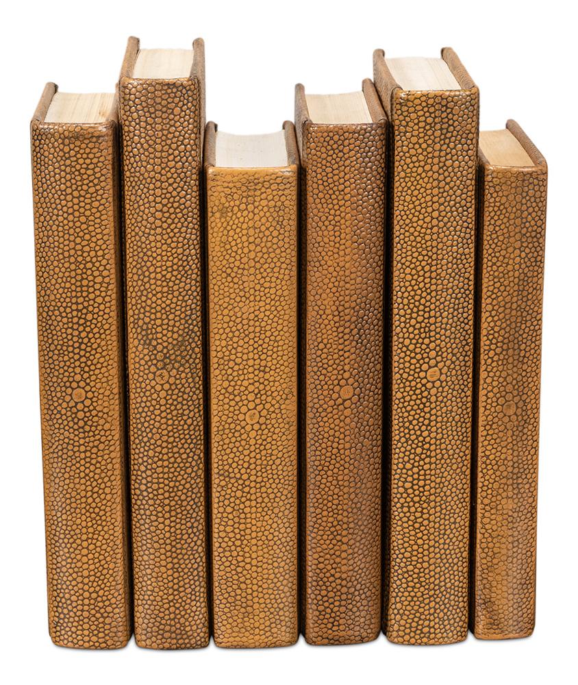 Sarreid Ltd - Shagreen Books, Set Of 12, Tawny Brown - 54077-5 veiw 4
