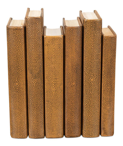 Sarreid Ltd - Shagreen Books, Set Of 12, Tawny Brown - 54077-5 veiw 4