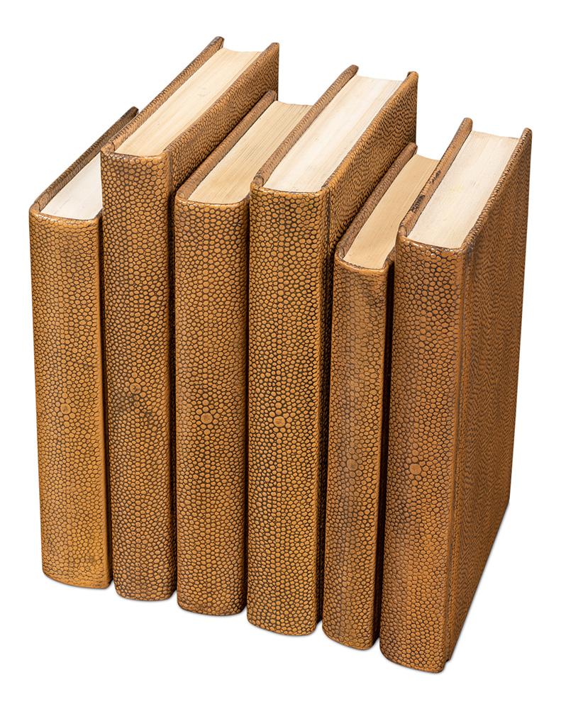 Sarreid Ltd - Shagreen Books, Set Of 12, Tawny Brown - 54077-5 veiw 5