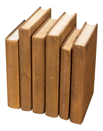 Sarreid Ltd - Shagreen Books, Set Of 12, Tawny Brown - 54077-5 veiw 5