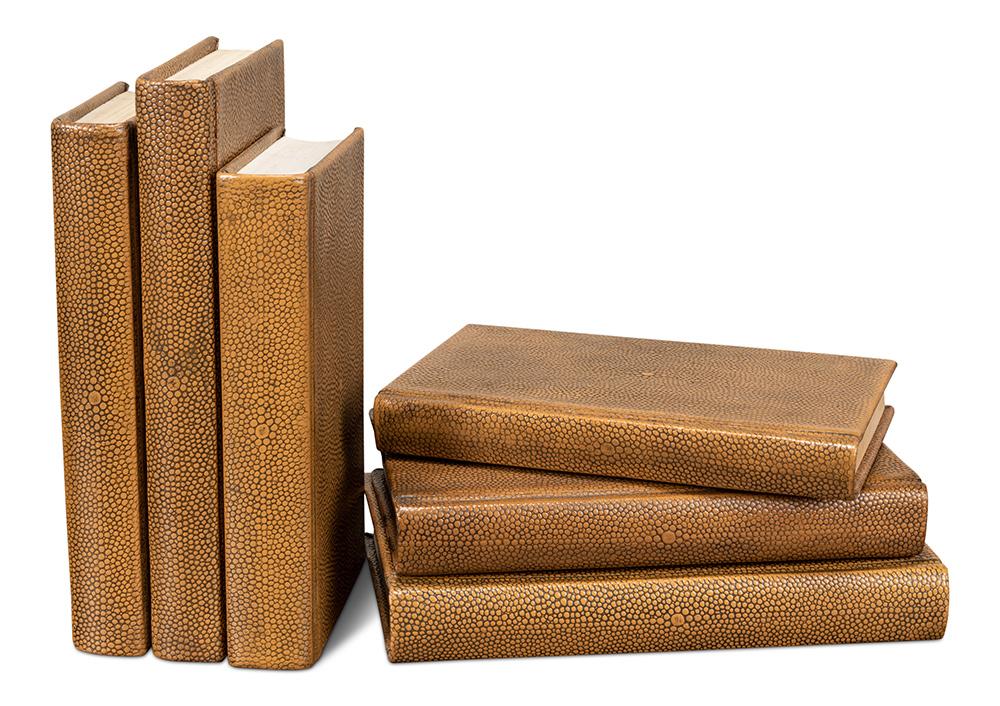 Sarreid Ltd - Shagreen Books, Set Of 12, Tawny Brown - 54077-5 veiw 6