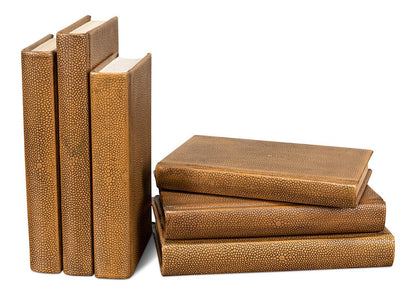 Sarreid Ltd - Shagreen Books, Set Of 12, Tawny Brown - 54077-5 veiw 6