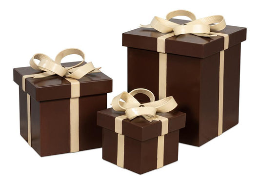 Sarreid Ltd - Ferrell Leather Holiday Boxes,S/3,Choco - 54029 veiw 1