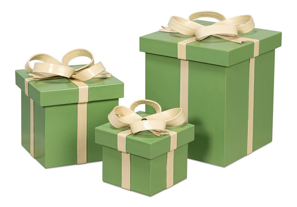 Sarreid Ltd - Ferrell Leather Holiday Boxes,S/3,Green - 54028 veiw 1