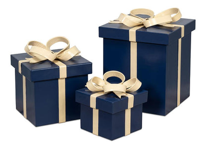 Sarreid Ltd - Ferrell Leather Holiday Boxes,S/3,Navy - 54025 veiw 1