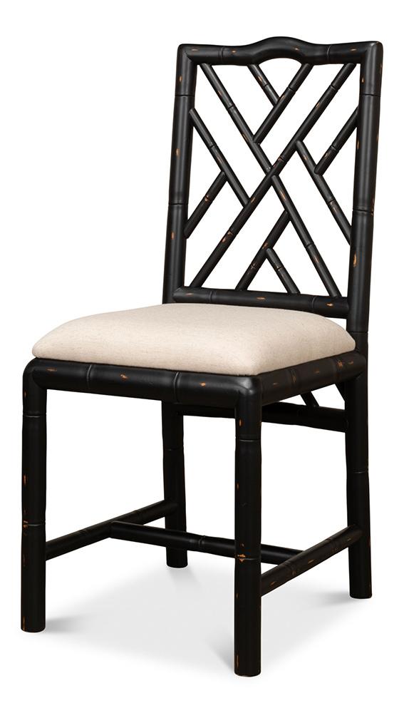 Sarreid Ltd - Brighton Bamboo Side Chair,Black (Set of 2) - 27191 veiw 1