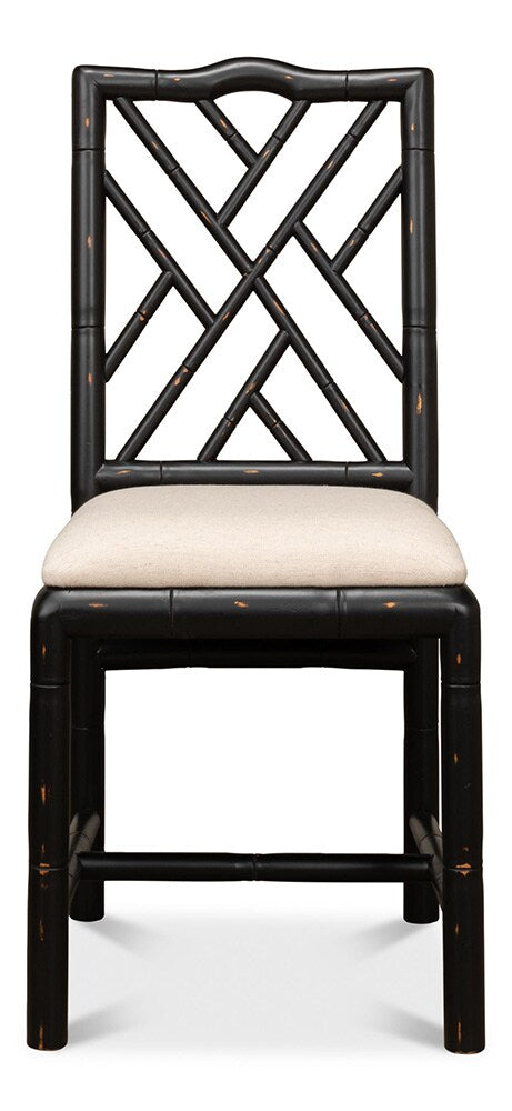 Sarreid Ltd - Brighton Bamboo Side Chair,Black (Set of 2) - 27191 veiw 3