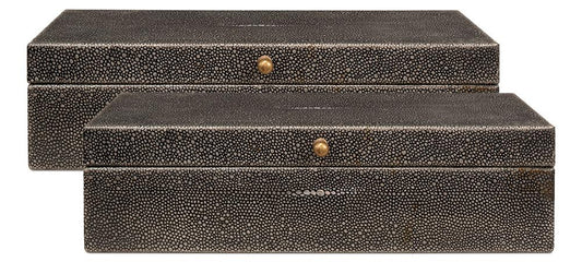 Sarreid Ltd - Gatsburg, Shagreen Box, Ant.Grey S/2 - 54078-1 veiw 1