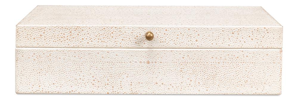 Sarreid Ltd - Gatsburg Shagreen Box,Osprey White, S/2 - 54078-4 veiw 2