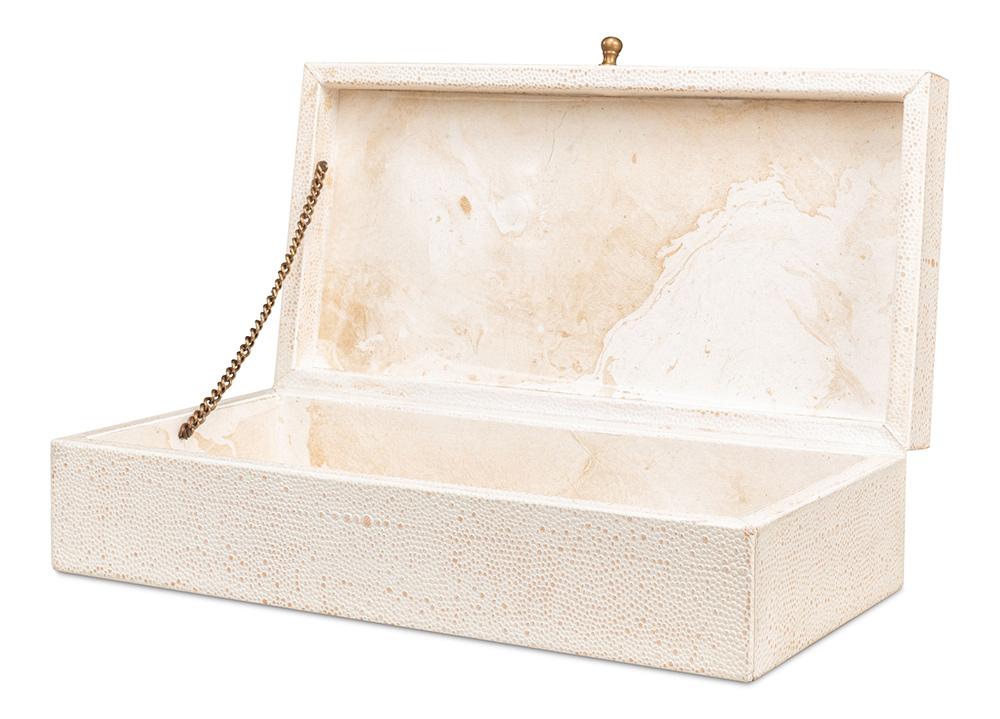 Sarreid Ltd - Gatsburg Shagreen Box,Osprey White, S/2 - 54078-4 veiw 3