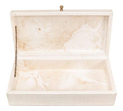 Sarreid Ltd - Gatsburg Shagreen Box,Osprey White, S/2 - 54078-4 veiw 5