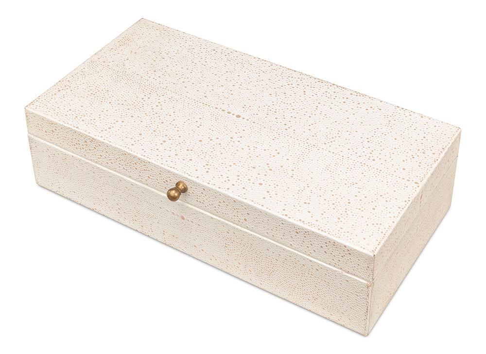 Sarreid Ltd - Gatsburg Shagreen Box,Osprey White, S/2 - 54078-4 veiw 9