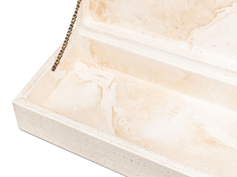 Sarreid Ltd - Gatsburg Shagreen Box,Osprey White, S/2 - 54078-4 veiw 11