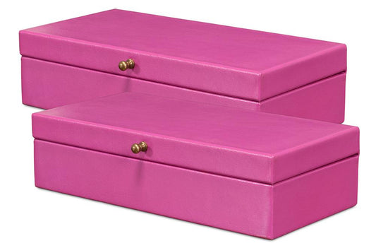 Sarreid Ltd - Gatsburg Shagreen Box, Pink, Set Of 2 - 54078-PINK veiw 1