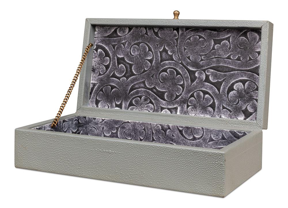 Sarreid Ltd - Gatsburg Shagreen Box, Storm Grey, S/2 - 54078-2 veiw 3
