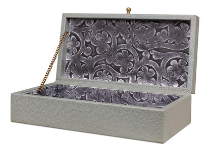 Sarreid Ltd - Gatsburg Shagreen Box, Storm Grey, S/2 - 54078-2 veiw 3