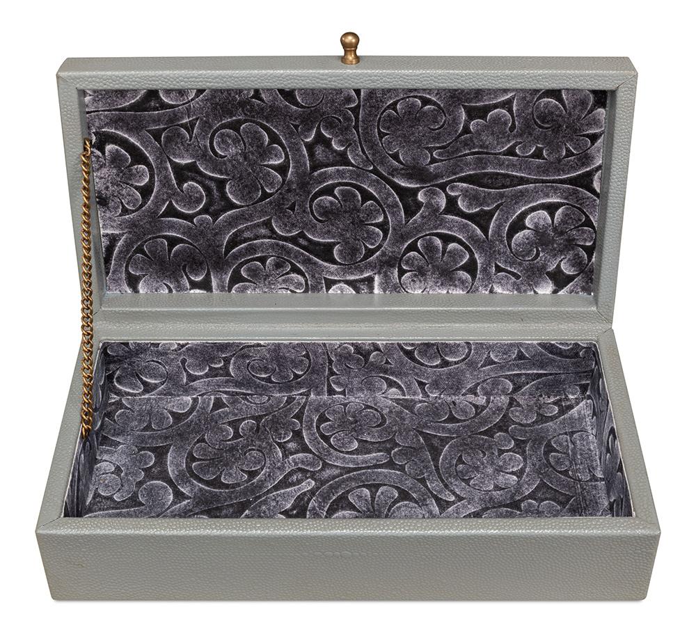 Sarreid Ltd - Gatsburg Shagreen Box, Storm Grey, S/2 - 54078-2 veiw 5